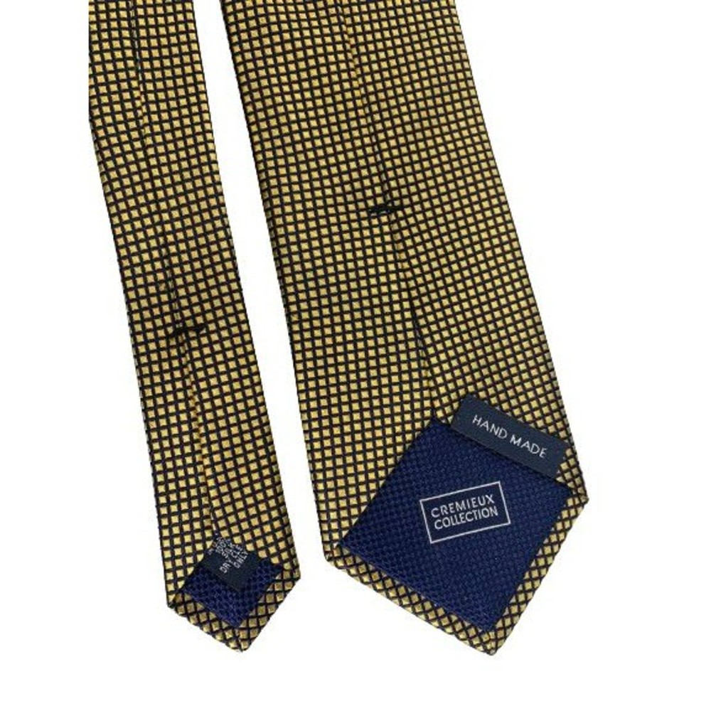 Cremieux Collection Gold Blue Geometric Silk Tie Handmade in USA 59"x3.25" - Picture 5 of 16